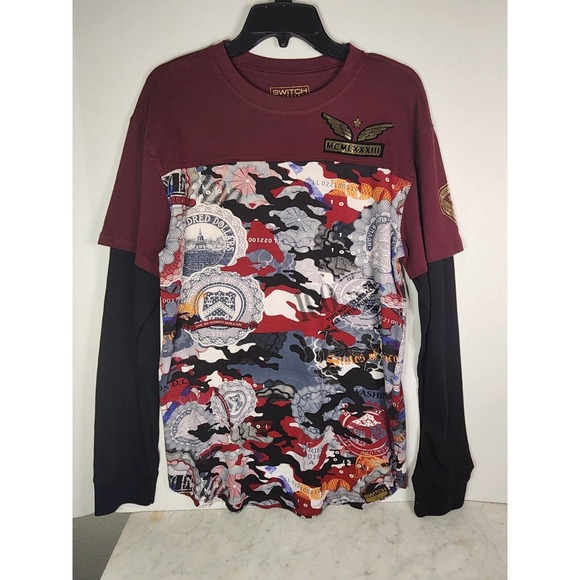 Switch Remarkable Golden Eagle Currency Short Sleeve Shirt Adult L Black Red - Picture 1 of 9